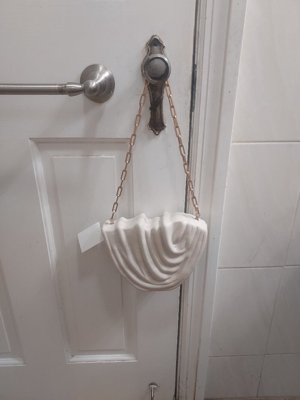 Cult Gaia Cream White Travertine Love Clutch Bag